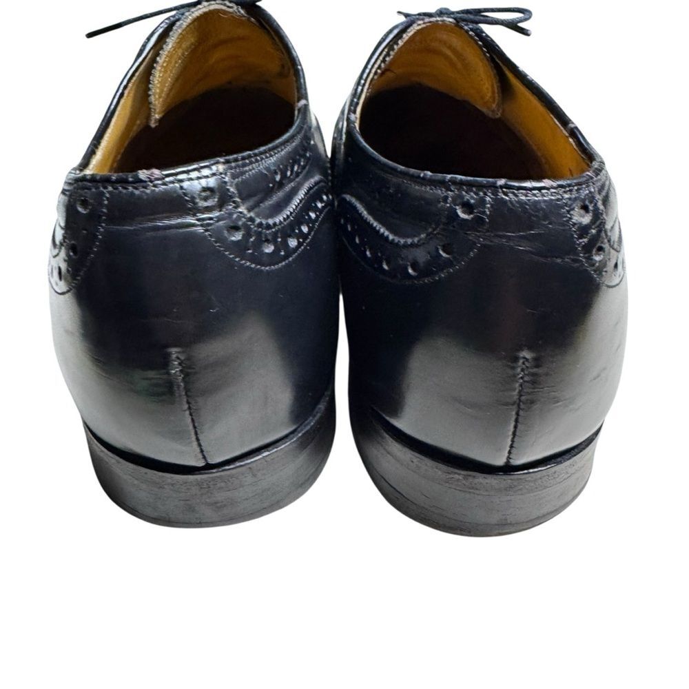 Johnston & Murphy Mens Black Crown Aristocraft Wingtip Oxford Leather Shoes Sz 9 - Picture 5 of 7